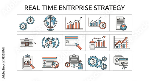 Real Time Enterprise Strategy Icons Set, Business Concept