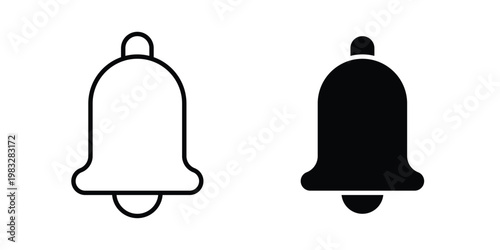 Notification bell icon Flat and linear stroke vector design isolated illustration.