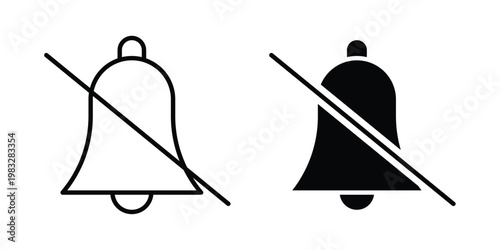 Notification off icon Flat and linear stroke vector design isolated illustration.