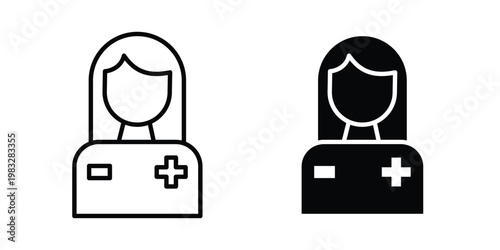 Nurse icon Flat and linear stroke vector design isolated illustration.