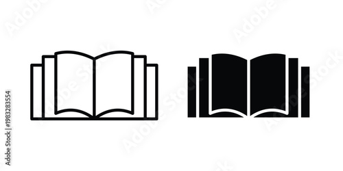 open book icon Flat and linear stroke vector design isolated illustration.