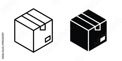 Package icon Flat and linear stroke vector design isolated illustration.