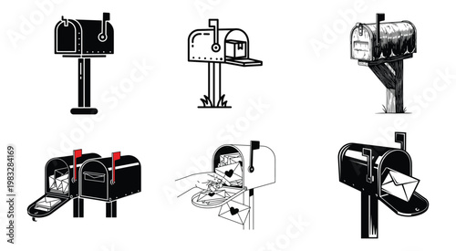 Hand Drawn Mailbox Collection: Vector Illustrations for Postal Concepts