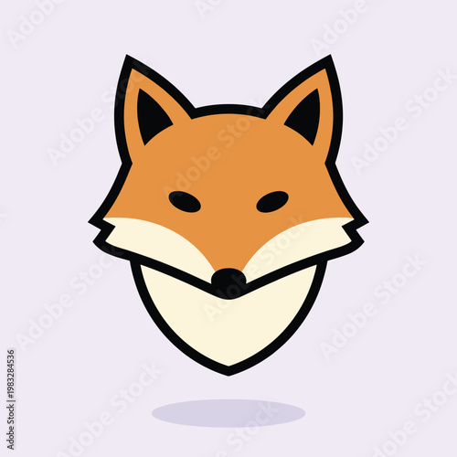 Vector a cartoon illustration of a foxs head with orange and white fur