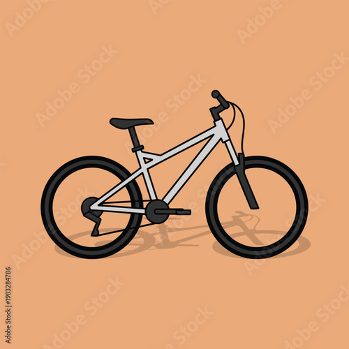 Vector a white bicycle with black wheels and seat on an orange background