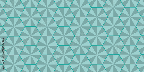 Teal hexagonal geometric pattern vector illustration flat design minimalist background abstract honeycomb mosaic with star shapes for professional presentation slides and modern website banners.