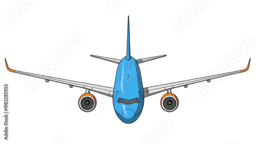 A vector 2D CAD illustration of an airplane viewed from above showcasing its design