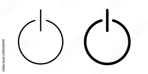 Power button icon Flat and linear stroke vector design isolated illustration.