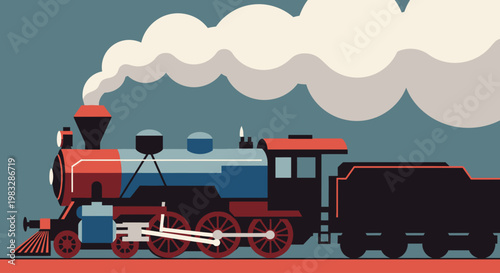 Vintage Steam Locomotive Train Engine.