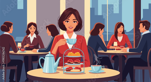 Woman enjoying a cup of tea.