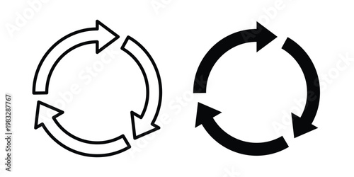 Recycle icon Flat and linear stroke vector design isolated illustration.