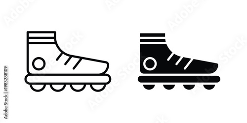 Roller skates icon Flat and linear stroke vector design isolated illustration.
