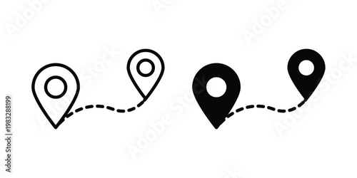 Route icon Flat and linear stroke vector design isolated illustration.
