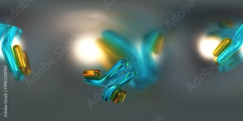 antibody, immunoglobulin, Y-shaped protein produced mainly by plasma cells,   equidistant projection, Spherical panorama, panorama 360, environment map, landscape, 3d rendering