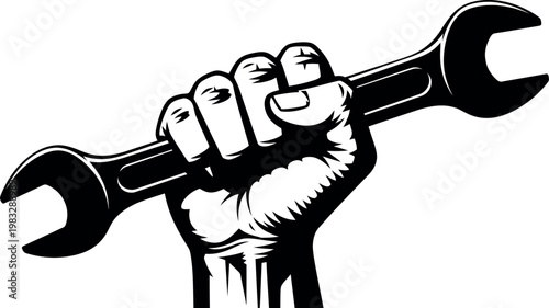 Labor day celebration powerful image of a fist holding a wrench honoring american workers