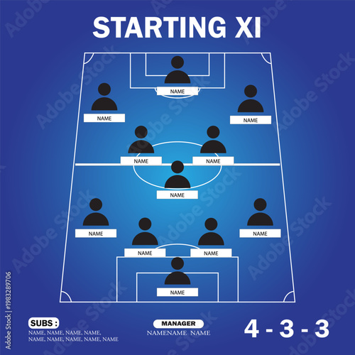 Fotografie Football graphic for soccer starting lineup squad, Football starting XI, Soccer