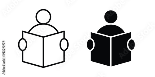 Student icon Flat and linear stroke vector design isolated illustration.