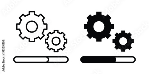 System update icon Flat and linear stroke vector design isolated illustration.