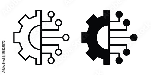 Technology icon Flat and linear stroke vector design isolated illustration.