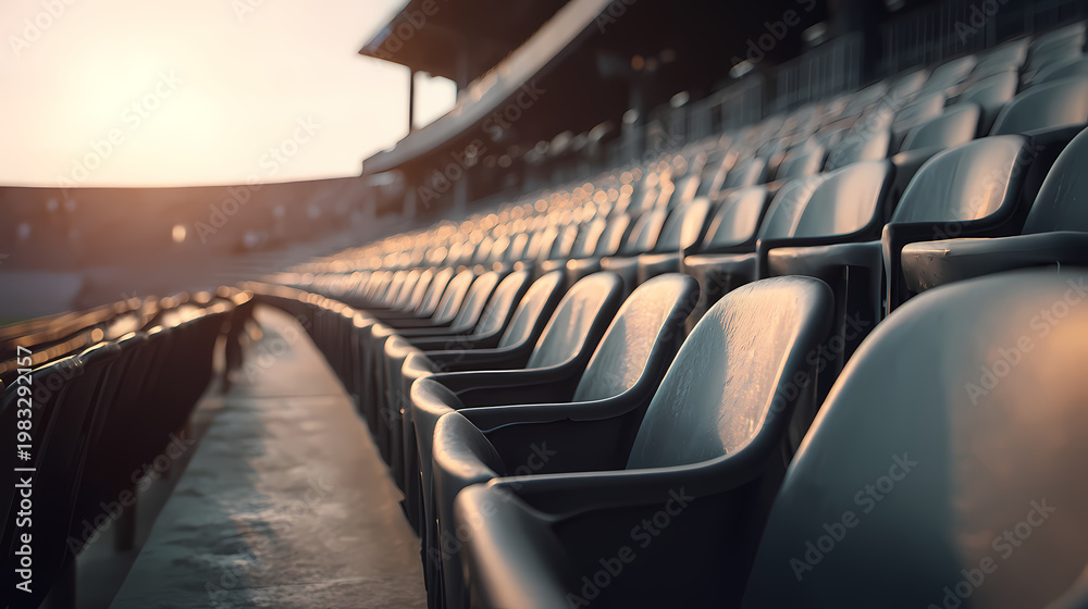 Naklejka premium Empty Stadium Seats in Soft Evening Light