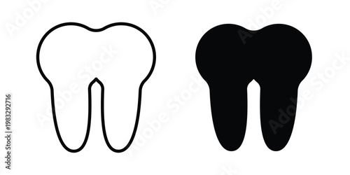 Tooth icon Flat and linear stroke vector design isolated illustration.