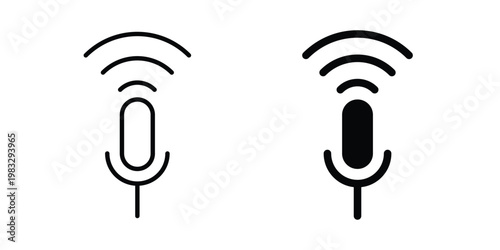 Voice icon Flat and linear stroke vector design isolated illustration.
