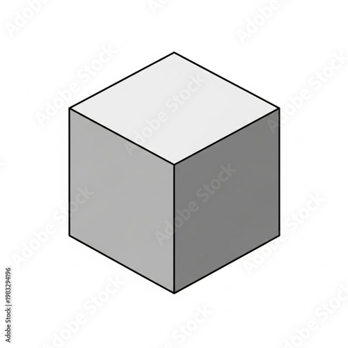 Three Dimensional Gray Cube Illustration.