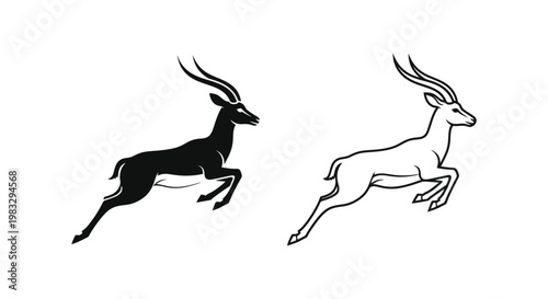 Antelope Icon Designs: Stylish Animal Illustrations Vector