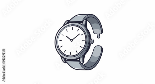 Classic analog wristwatch with a white face and gray band
