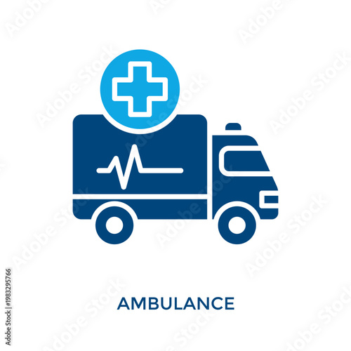 Ambulance Icon Dual Tone Style. Vector Illustration For Graphic Design