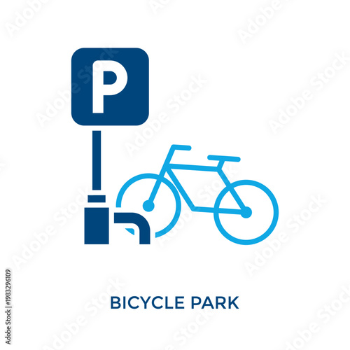 Bicycle Park Icon Dual Tone Style. Vector Illustration For Graphic Design
