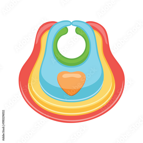 Colorful baby bibs stacked isolated on white background flat design