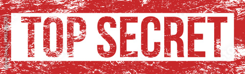A textured red stamp with the words TOP SECRET boldly printed in white letters indicates classified and confidential information.