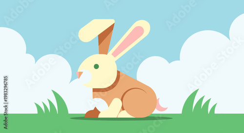 Cute Brown Rabbit Sitting Down.