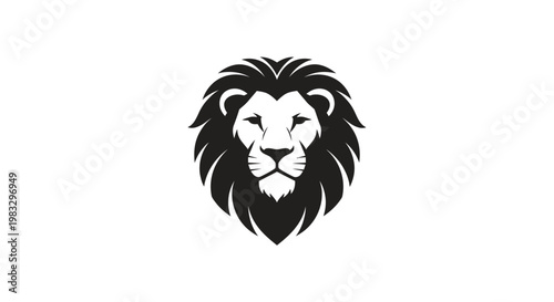 Black and white lion head logo.