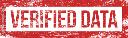 A distressed red rubber stamp declares VERIFIED DATA with clear white text on a plain white backdrop.