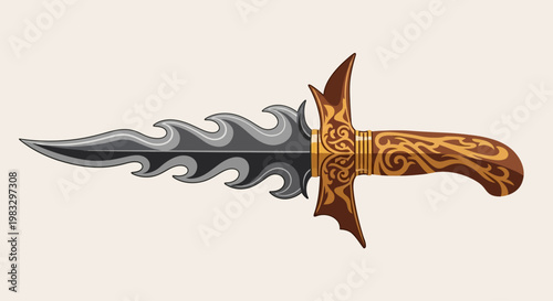 Fantasy sword with flame blade dagger.