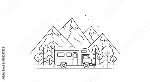 Motorhome on the open road travels.