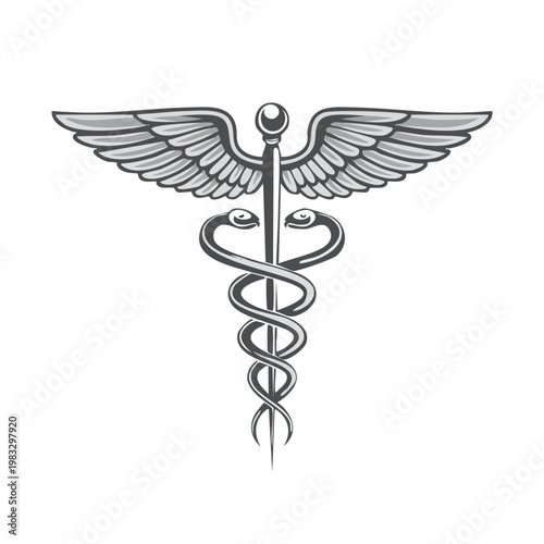 Medical caduceus symbol illustration isolated on white background