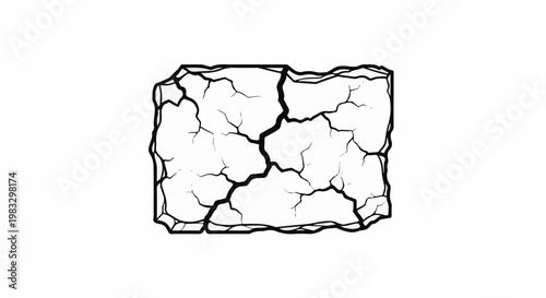 Cracked surface abstract design with thick dark outline