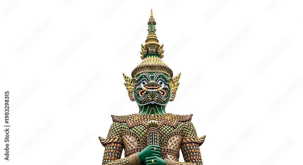 Obraz premium Thai Temple Guardian Statue - A Detailed and Focused View.