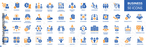 Professional Business & Finance Icon Set: Strategic Banking, Money & Office Management Assets