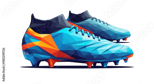 Blue and orange soccer cleats footwear.