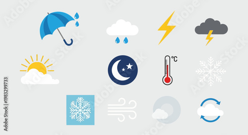 Weather forecast icons on gray background.