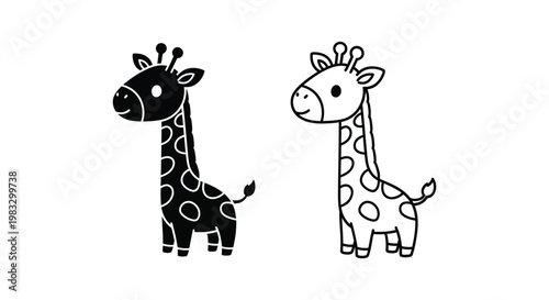 Cute Cartoon Giraffes Drawing for Kids Vector