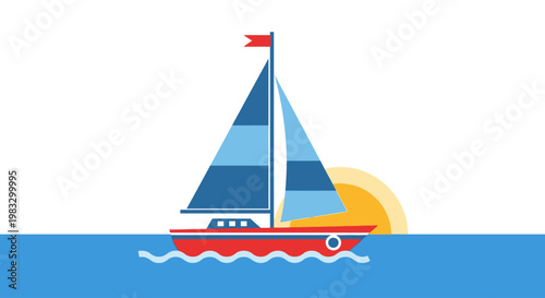 Sailing Boat on the Water Surface.