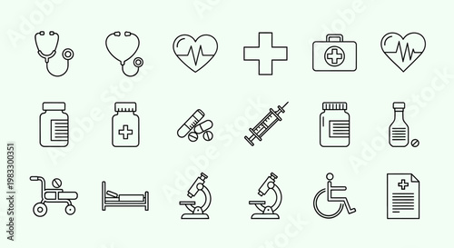 Medical icons and health symbols.