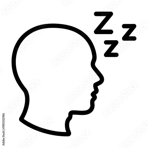 Vector of a sleeping person's head with z's floating above, indicating a peaceful slumber.
