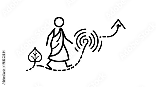 Minimalist Icon of Spiritual Journey and Enlightenment