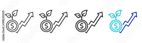 Startup Capital icon collection creative outline style finance multiple thickness variations for angel investor startup growth business investment modern vector pack